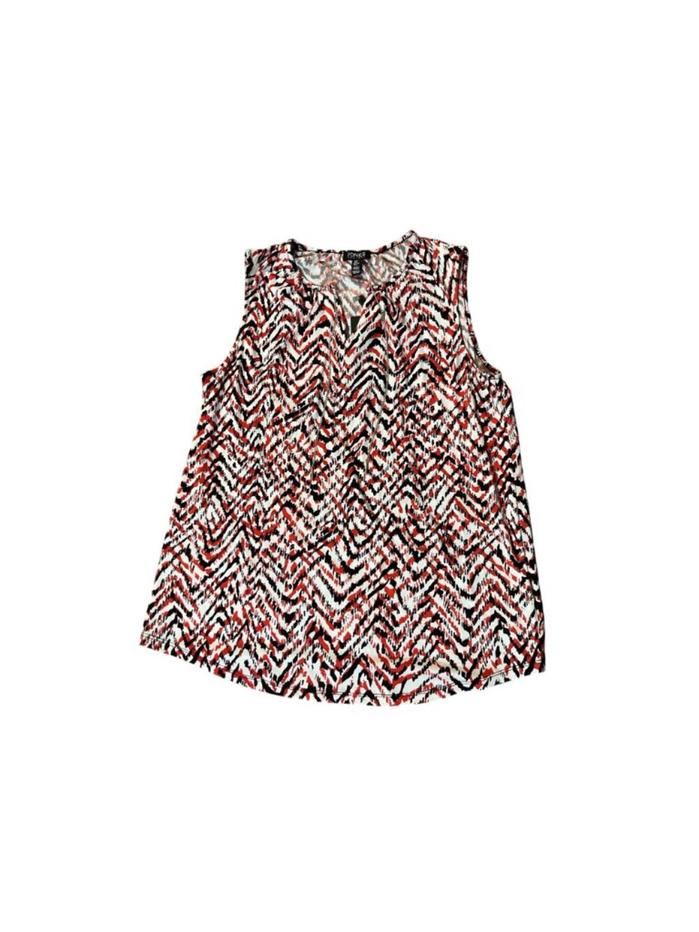 Jones New York Sleeveless Blouse L Red Black Abstract Chain Neck Used - Picture 3 of 14